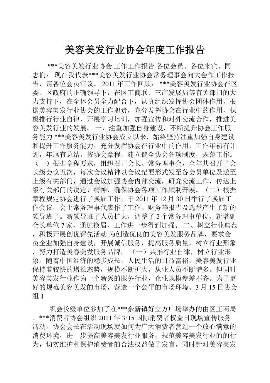 美容美发行业协会年度工作报告.docx