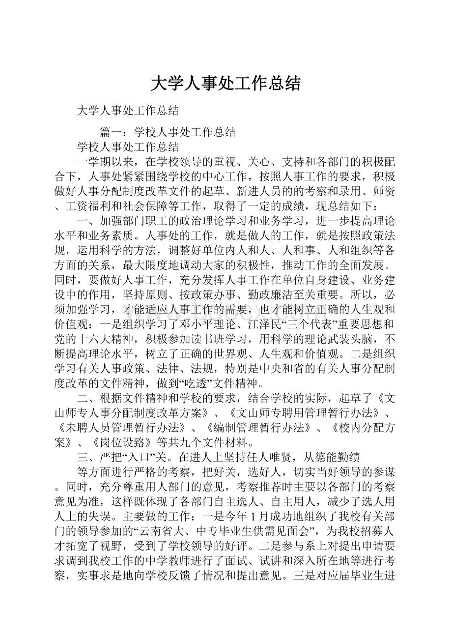 大学人事处工作总结.docx