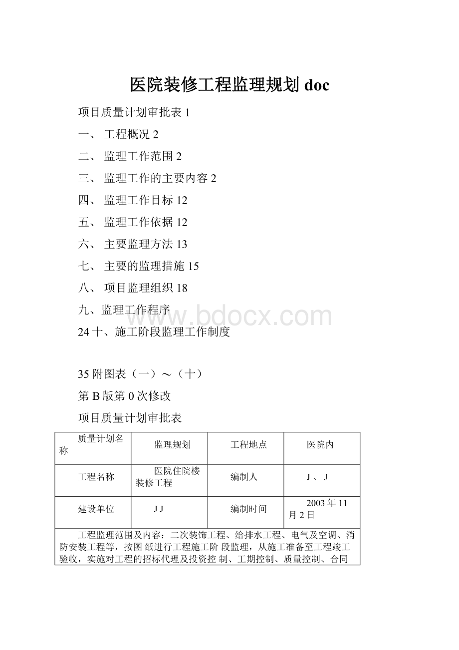 医院装修工程监理规划doc.docx_第1页