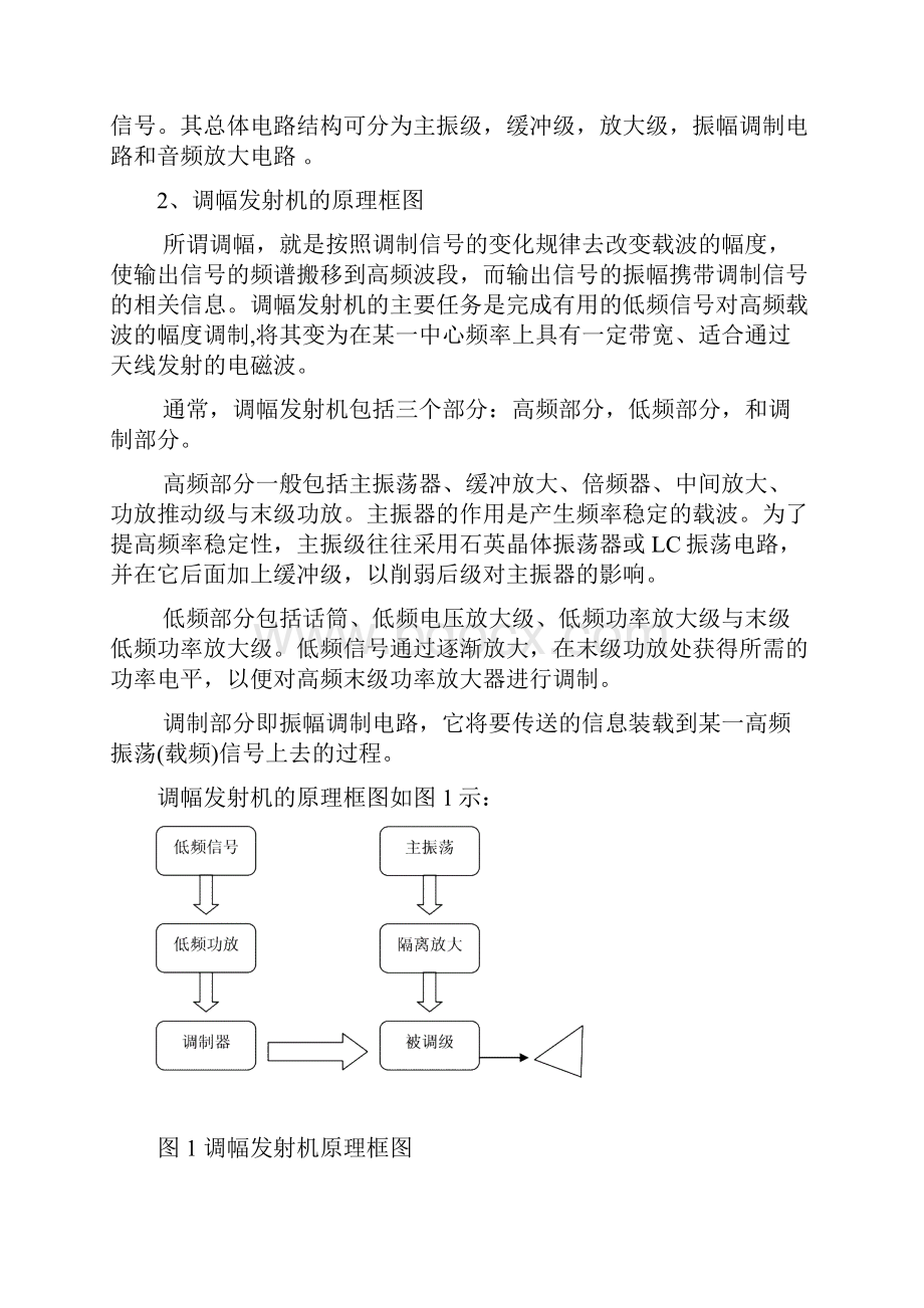 毕业设计论文高频电子线路报告小功率调幅发射机.docx_第3页