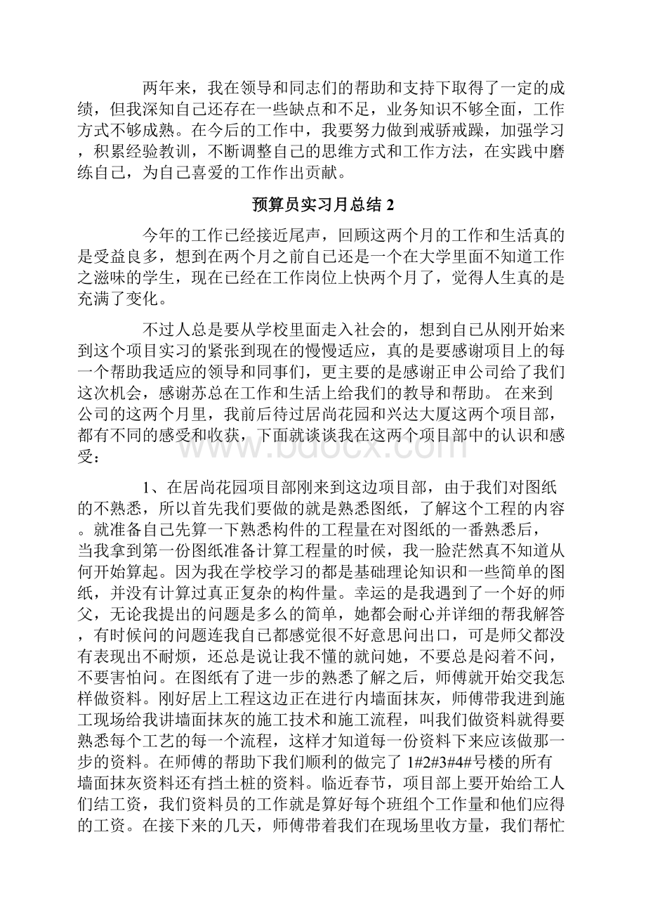 预算员实习月总结.docx_第2页