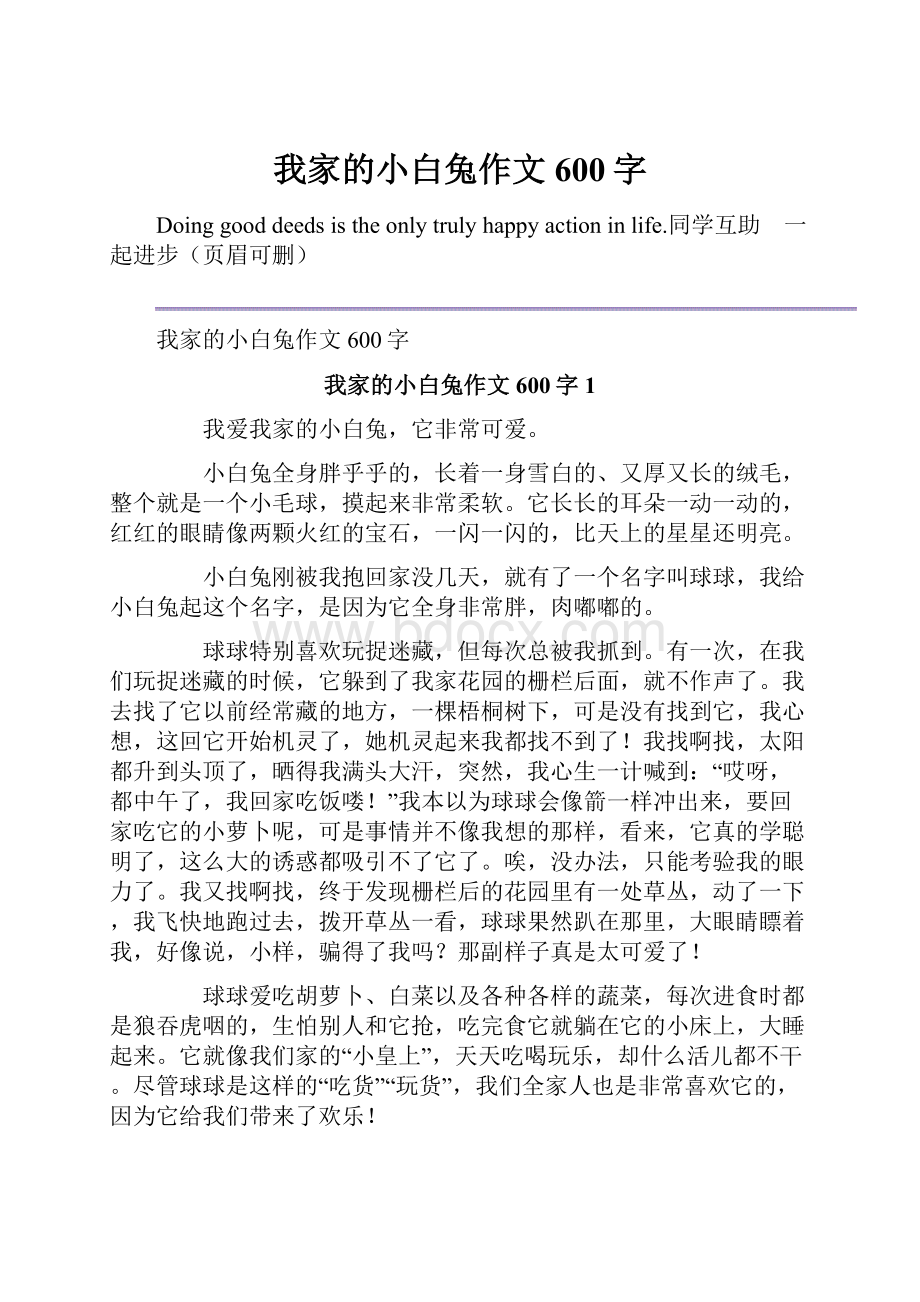 我家的小白兔作文600字.docx_第1页