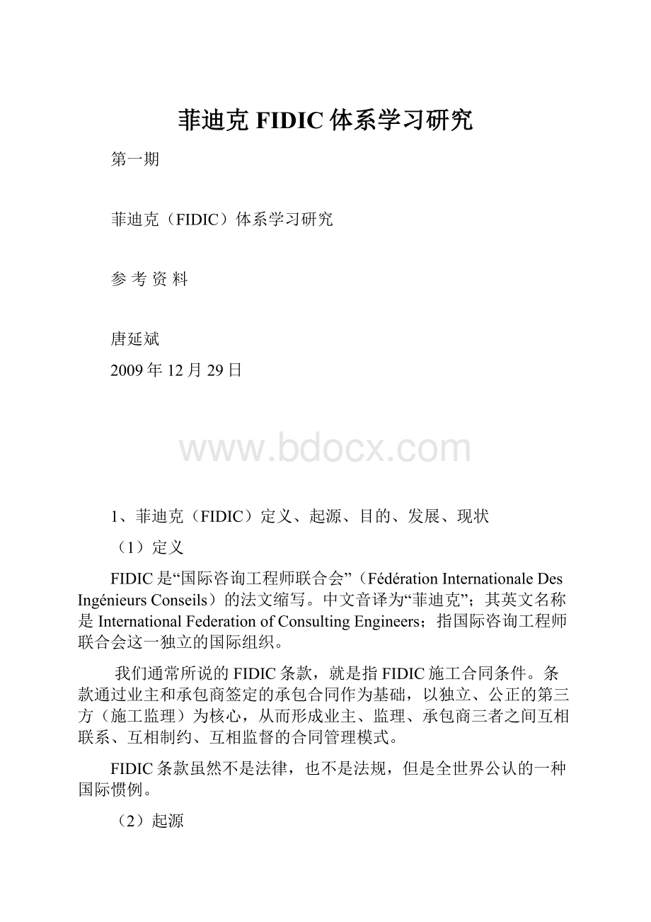 菲迪克FIDIC体系学习研究.docx