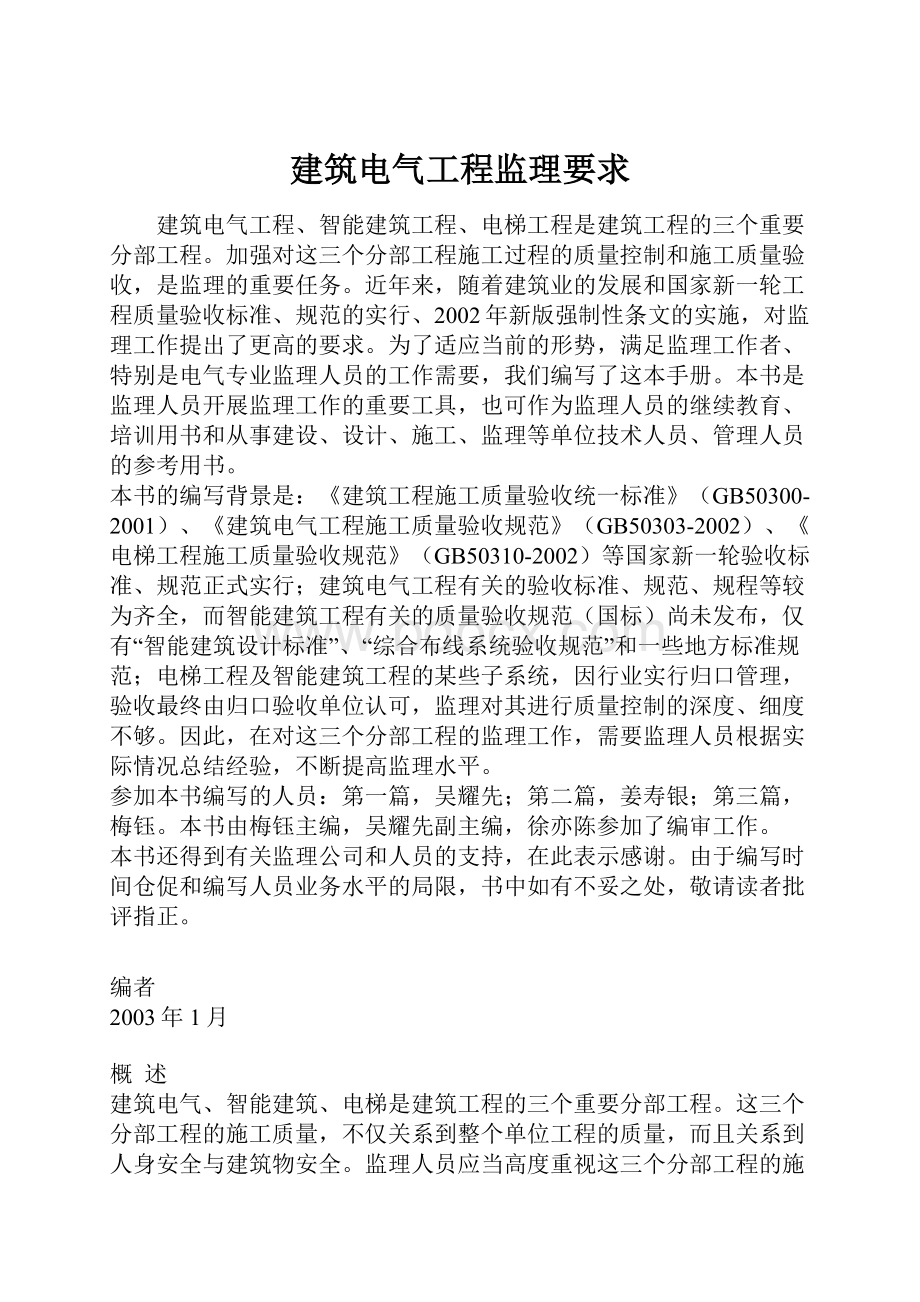 建筑电气工程监理要求.docx