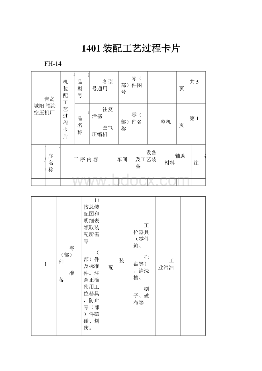 1401装配工艺过程卡片.docx