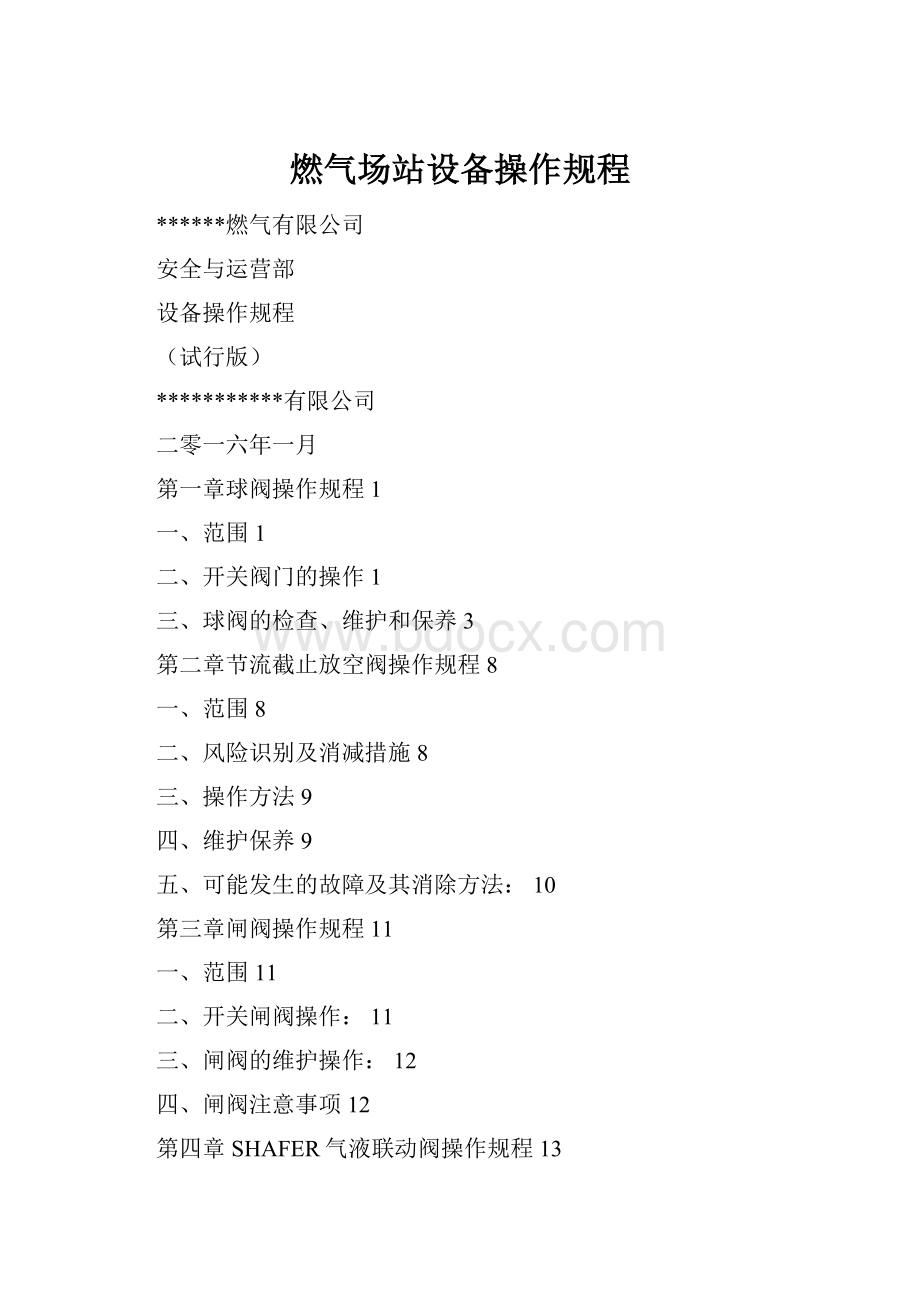 燃气场站设备操作规程.docx