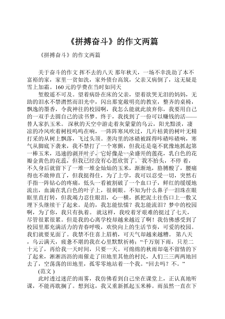 《拼搏奋斗》的作文两篇.docx