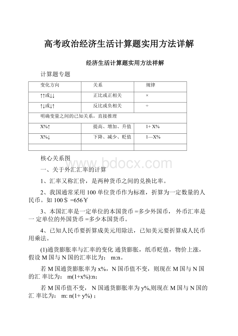 高考政治经济生活计算题实用方法详解.docx_第1页