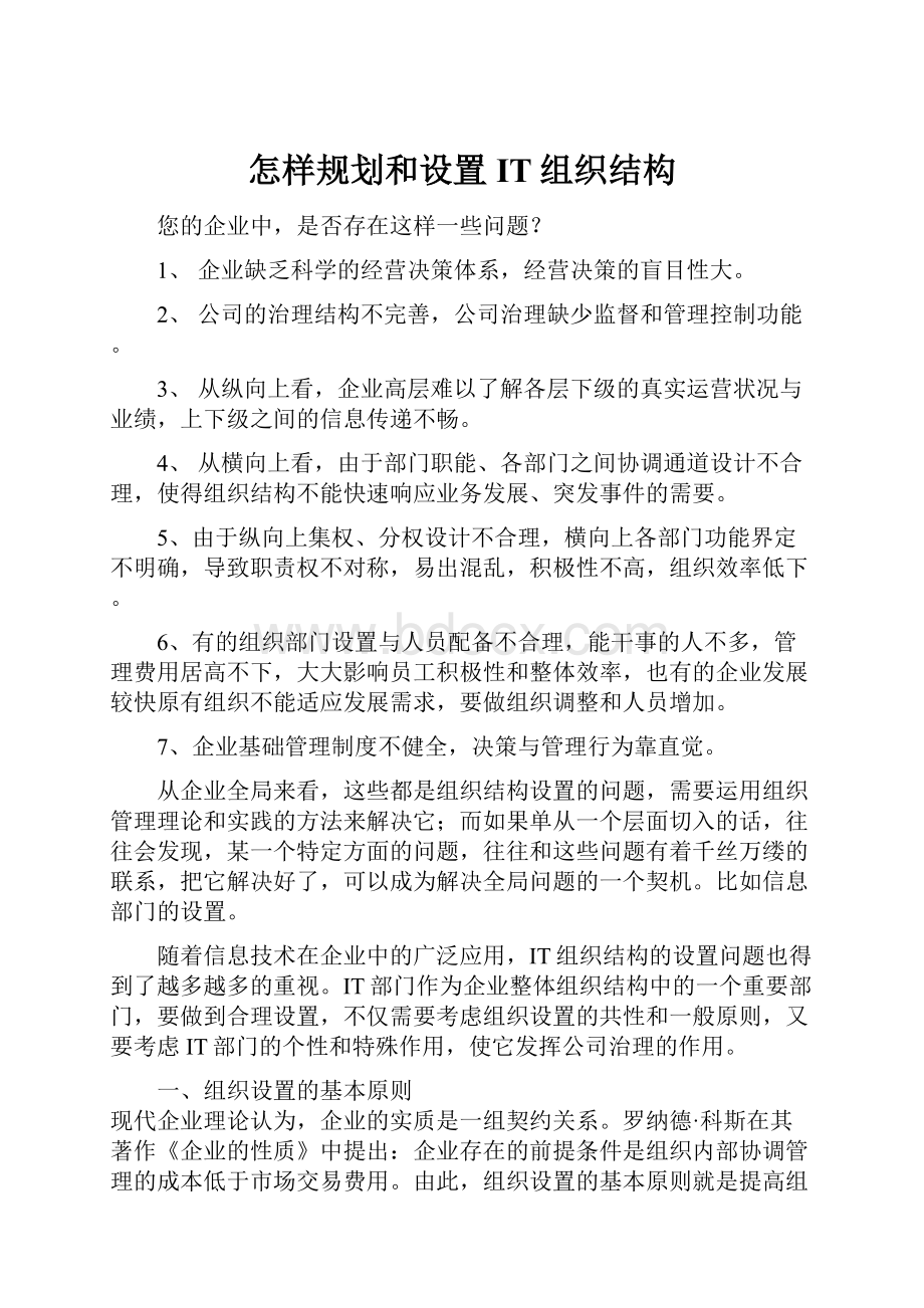 怎样规划和设置IT组织结构.docx