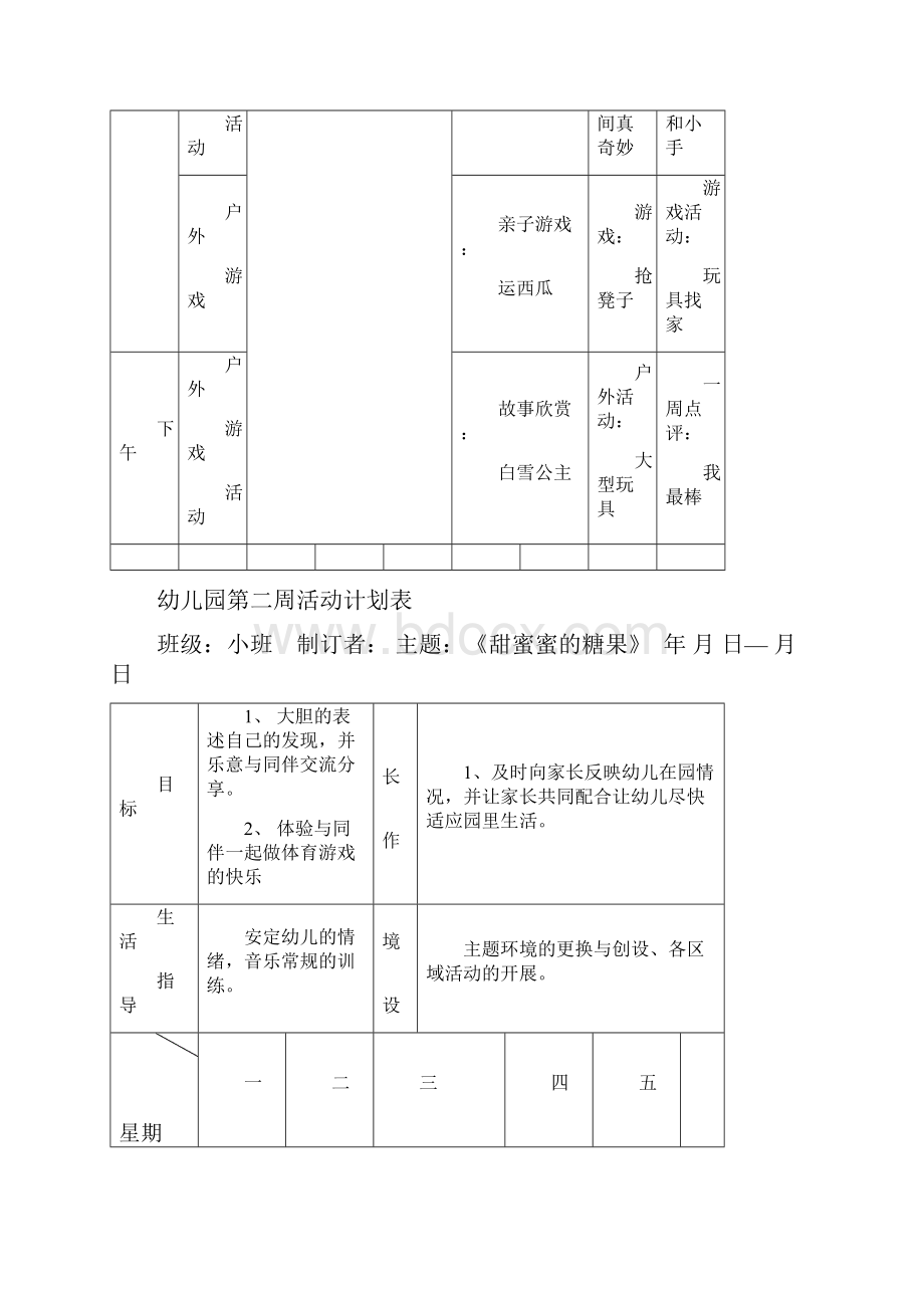 幼儿园小班春周活动计划表.docx_第2页