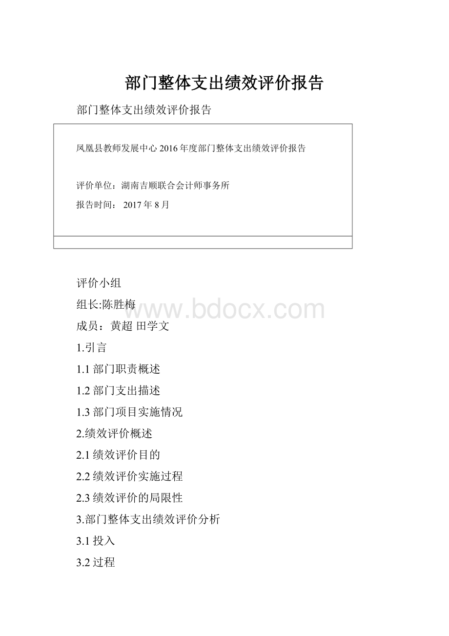 部门整体支出绩效评价报告.docx