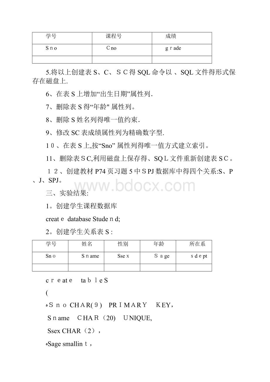 数据库SQL语句实验报告.docx_第2页