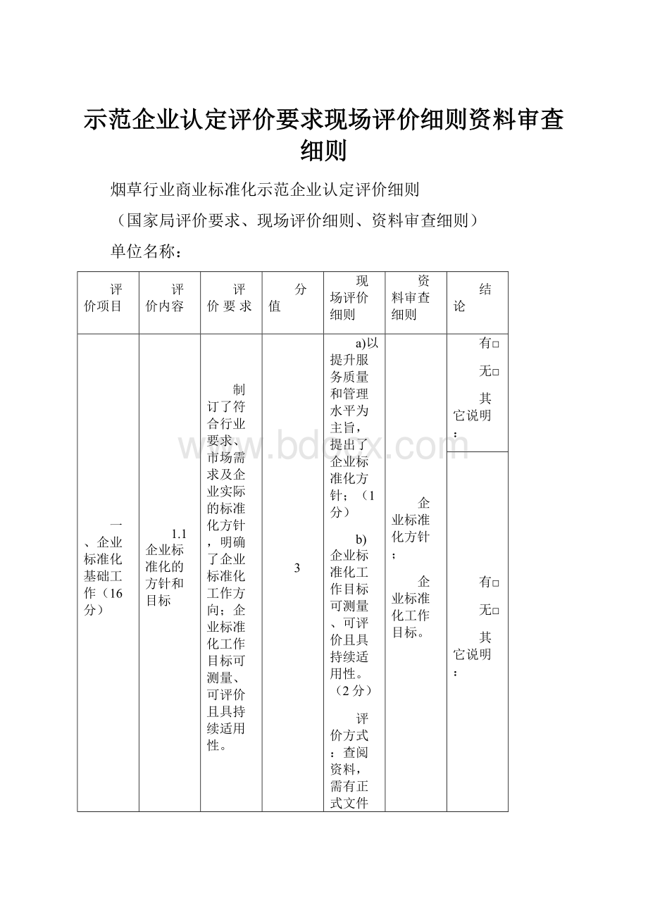 示范企业认定评价要求现场评价细则资料审查细则.docx