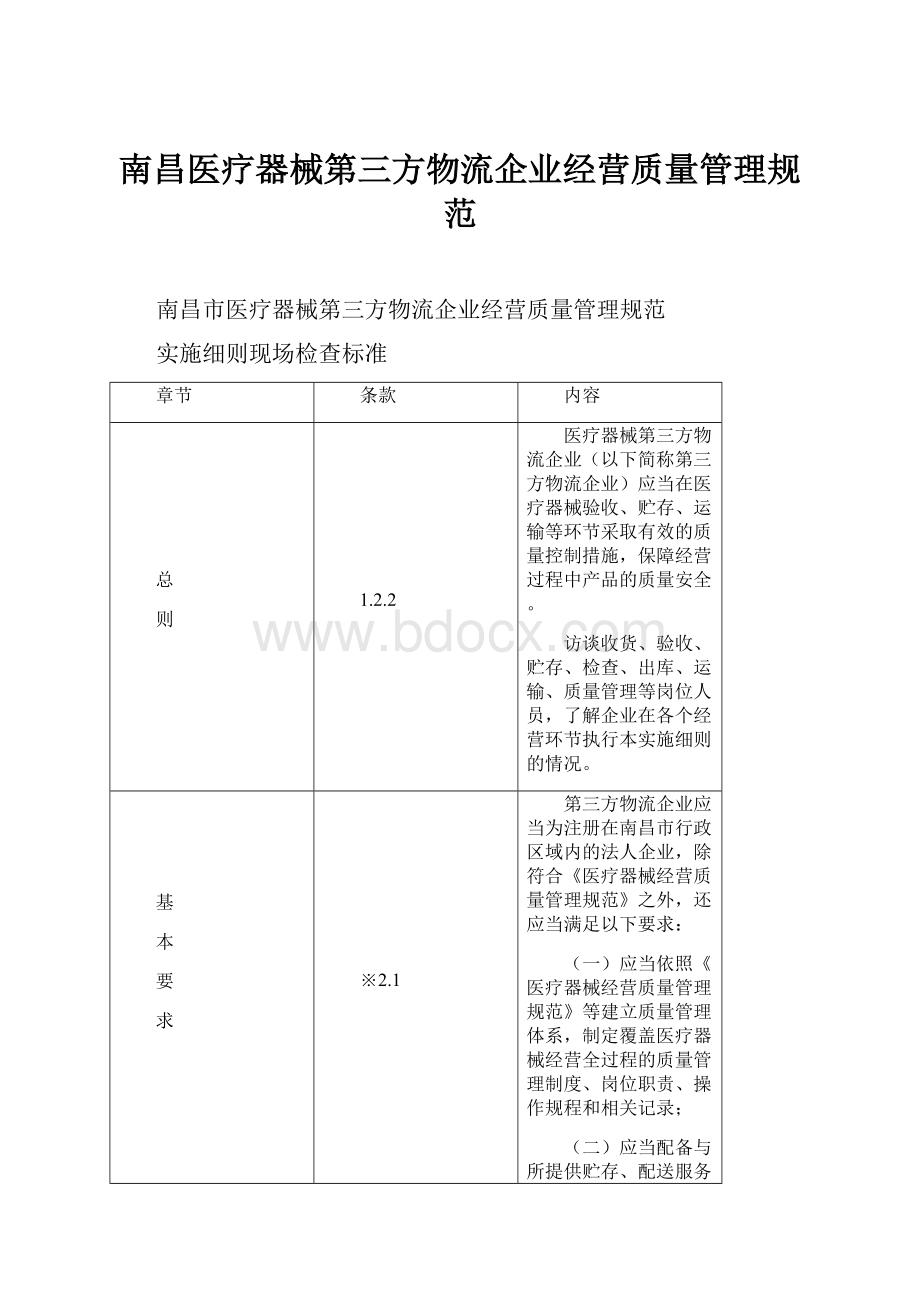 南昌医疗器械第三方物流企业经营质量管理规范.docx