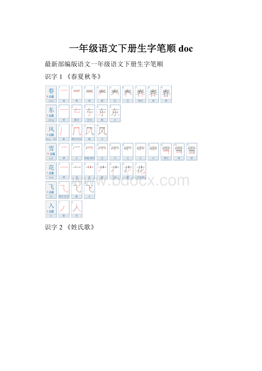 一年级语文下册生字笔顺doc.docx_第1页