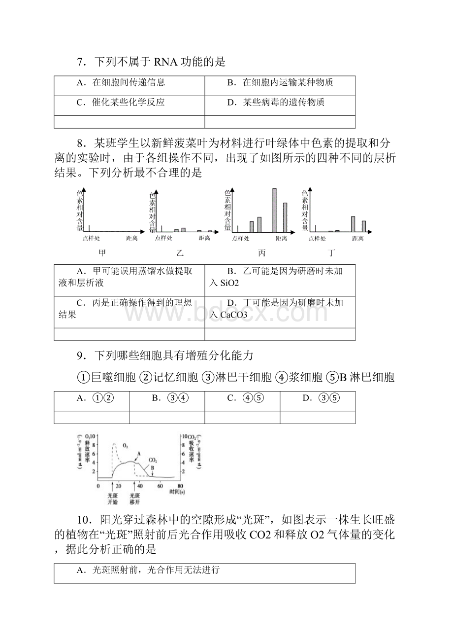 上海市闵行区学年第二学期高三年级生物质量调研考试.docx_第3页