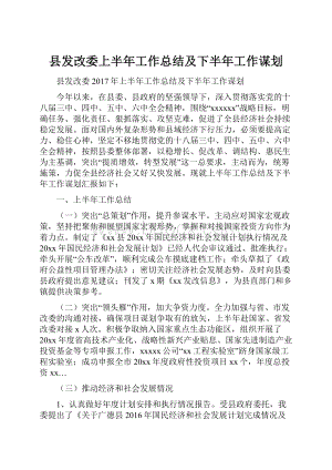 县发改委上半年工作总结及下半年工作谋划.docx