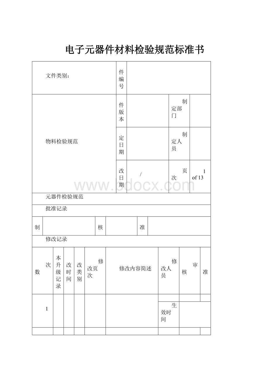 电子元器件材料检验规范标准书.docx_第1页