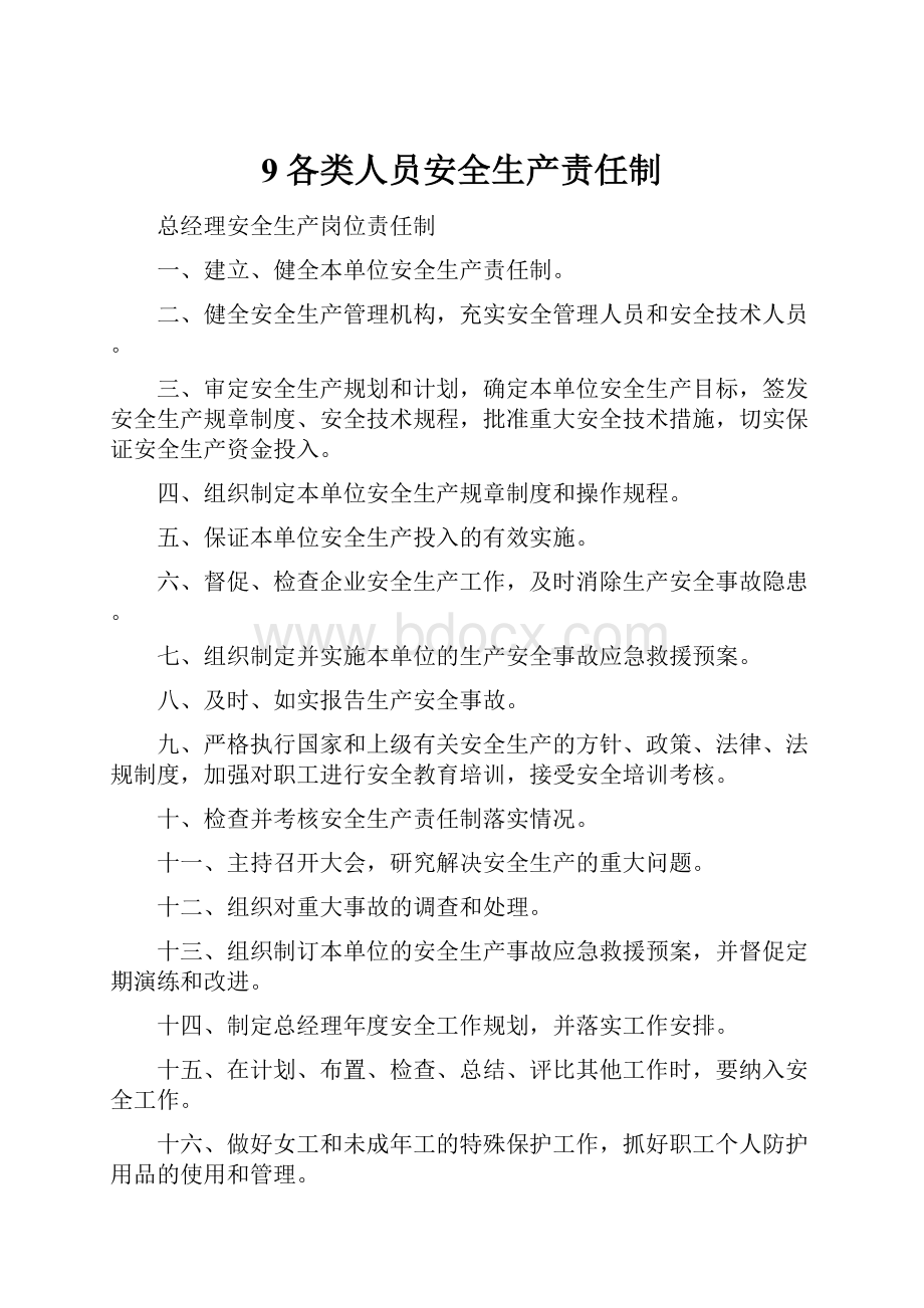 9各类人员安全生产责任制.docx_第1页