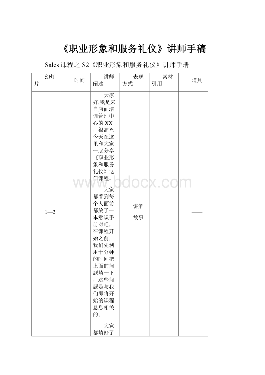 《职业形象和服务礼仪》讲师手稿.docx