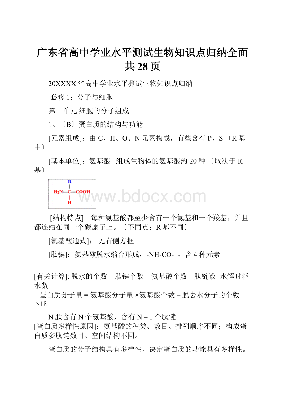 广东省高中学业水平测试生物知识点归纳全面共28页.docx