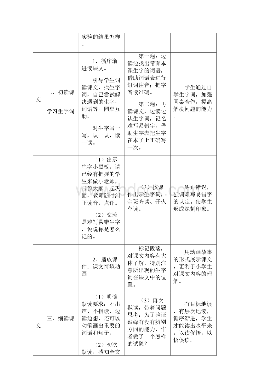 推荐精品语文冀教版小学三年级下册蜜蜂我的优质课教案.docx_第3页