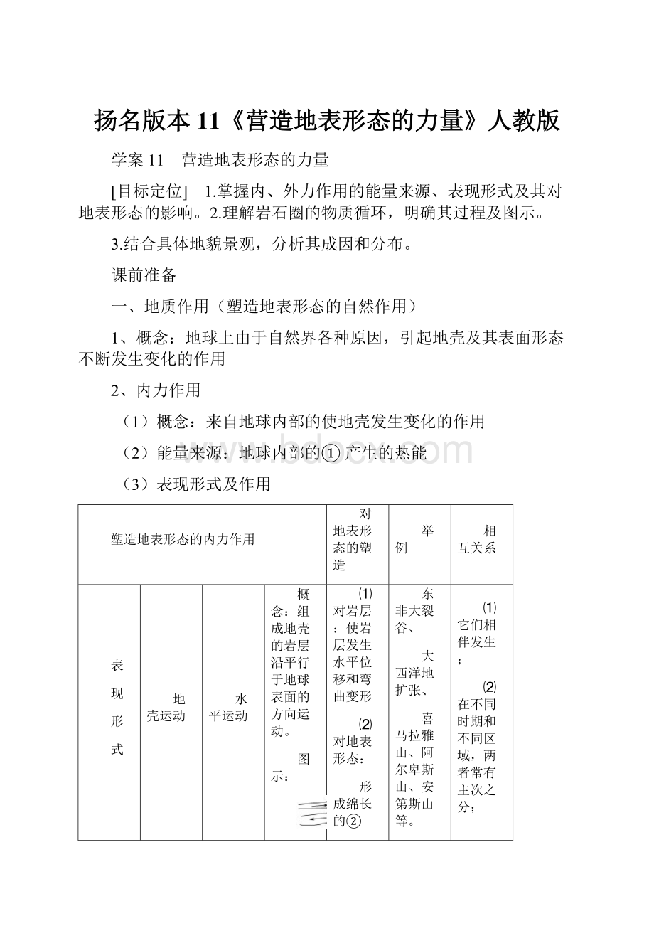 扬名版本11《营造地表形态的力量》人教版.docx