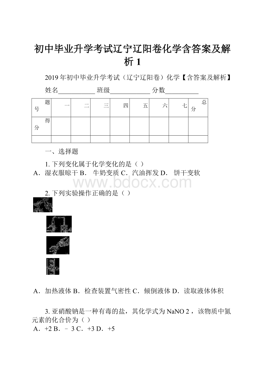 初中毕业升学考试辽宁辽阳卷化学含答案及解析1.docx