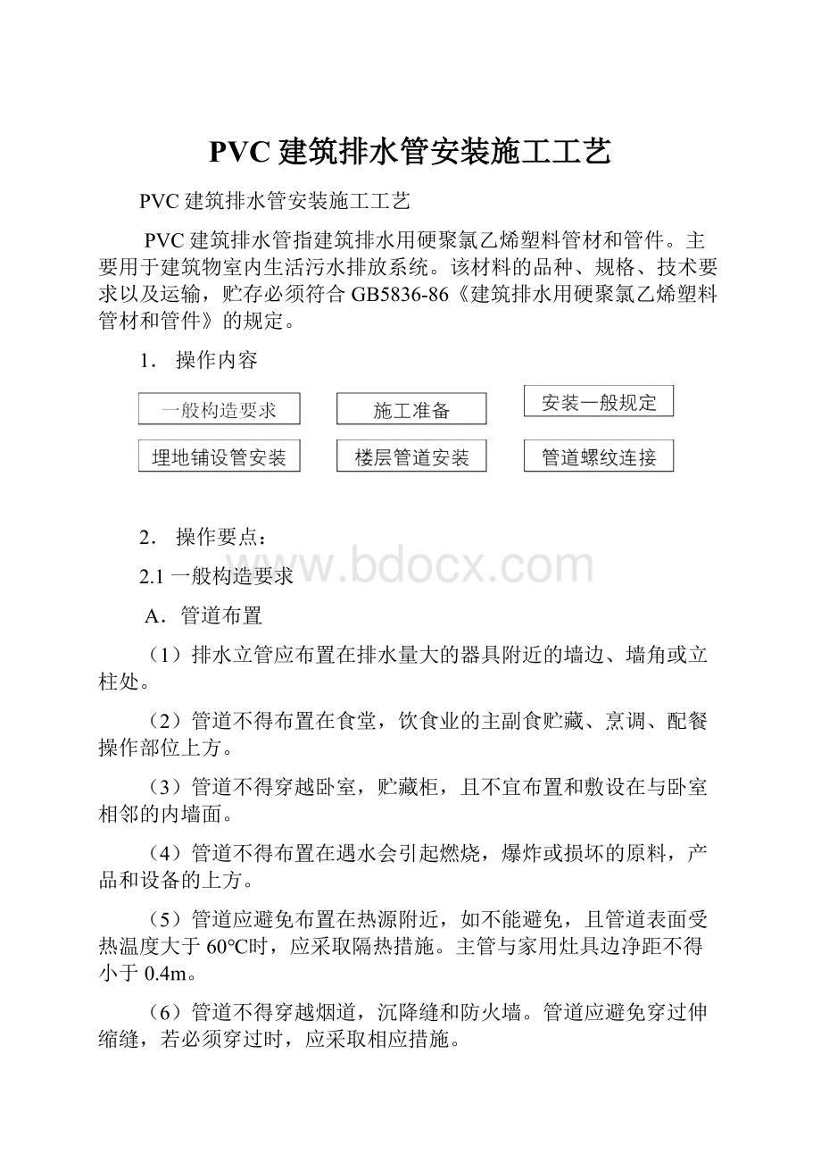 PVC建筑排水管安装施工工艺.docx