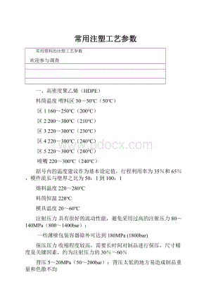 常用注塑工艺参数.docx