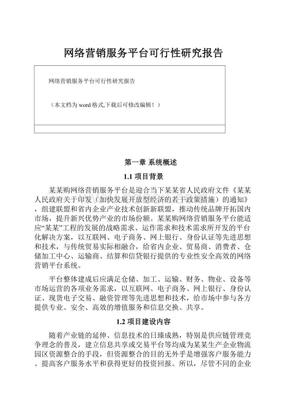 网络营销服务平台可行性研究报告.docx_第1页