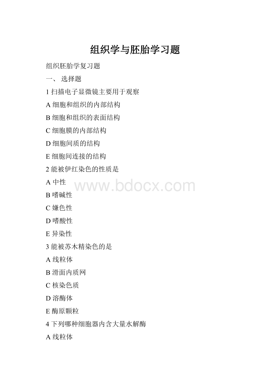 组织学与胚胎学习题.docx