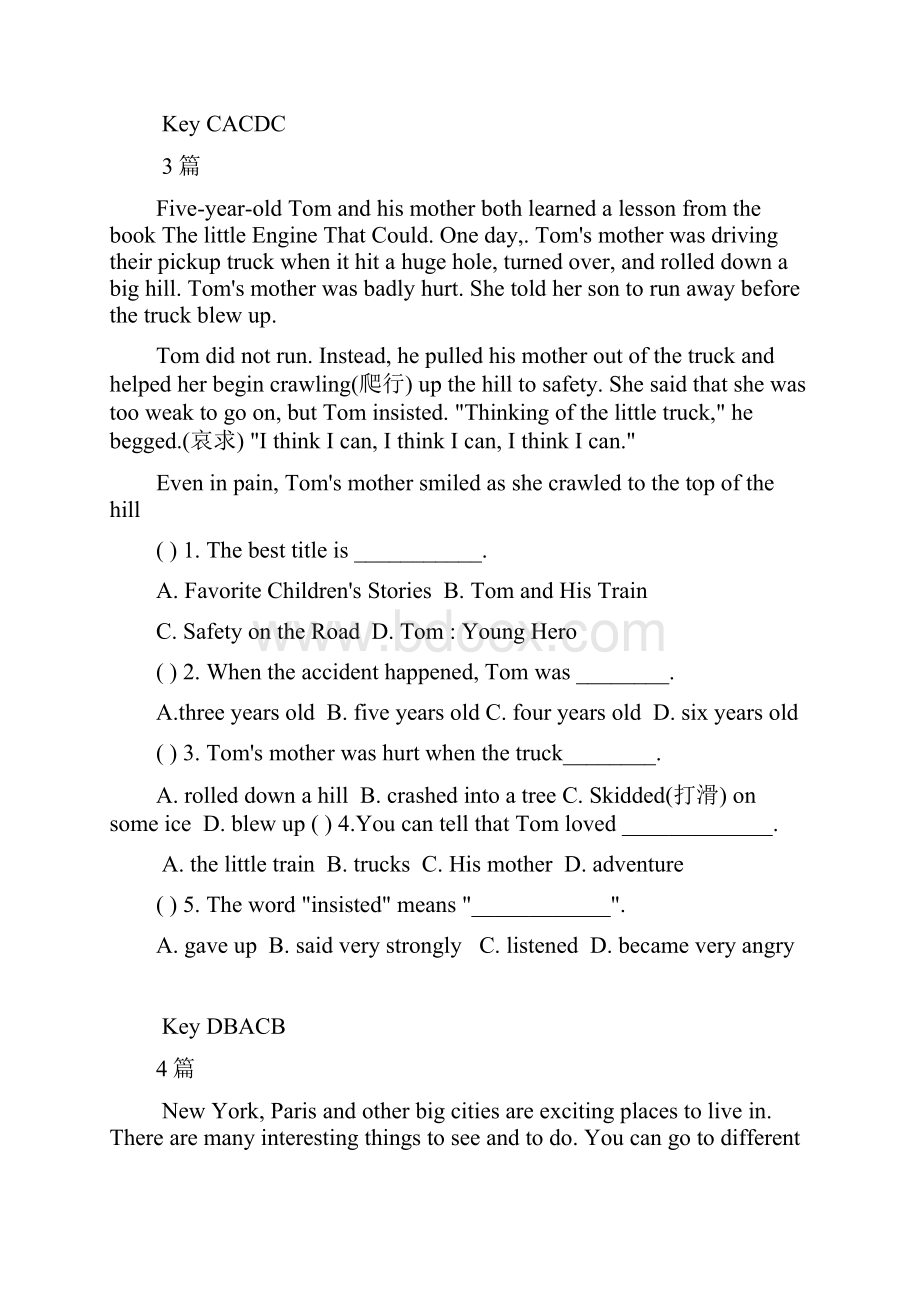 小学六年级英语阅读训练与答案整理版.docx_第3页