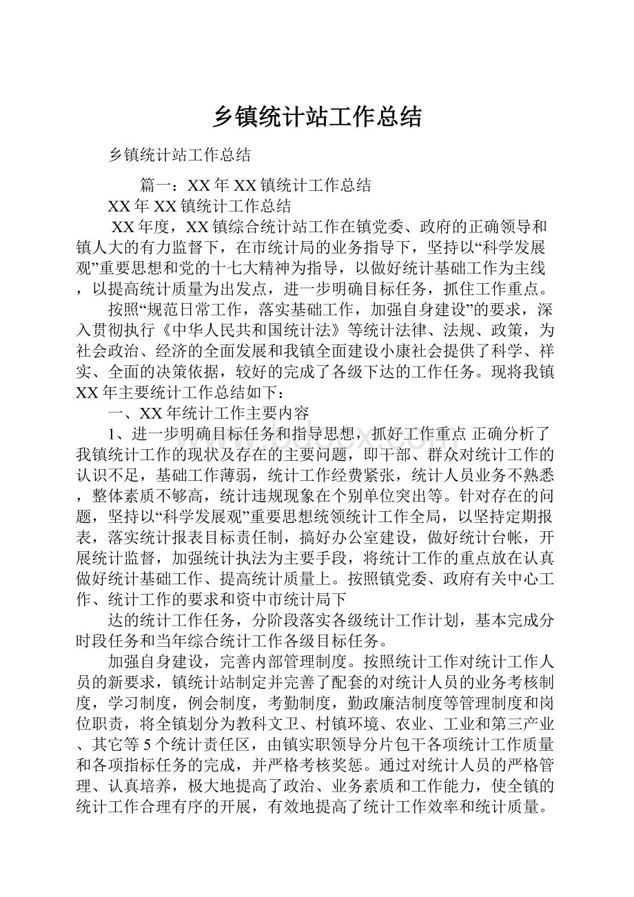 乡镇统计站工作总结.docx_第1页