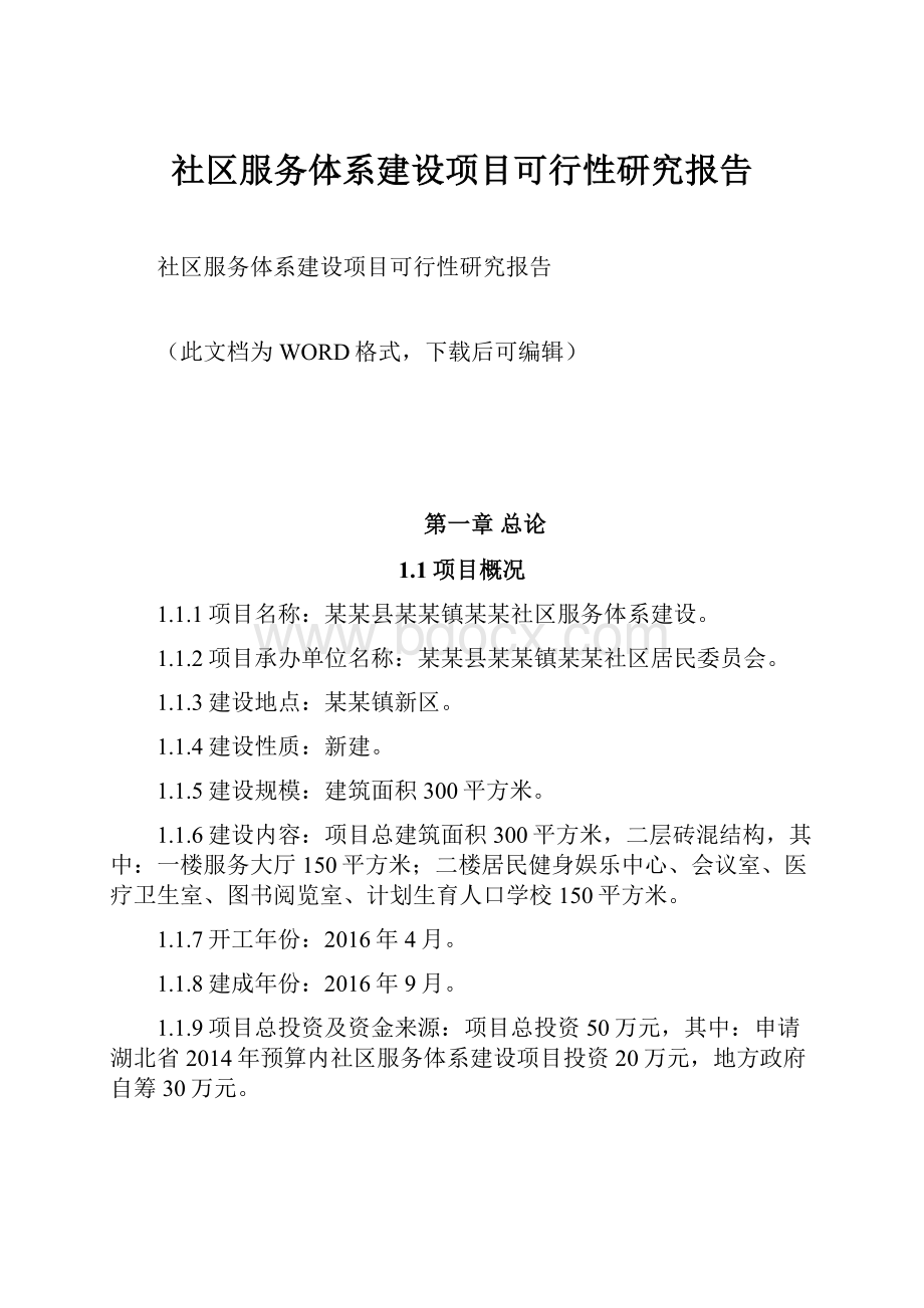 社区服务体系建设项目可行性研究报告.docx