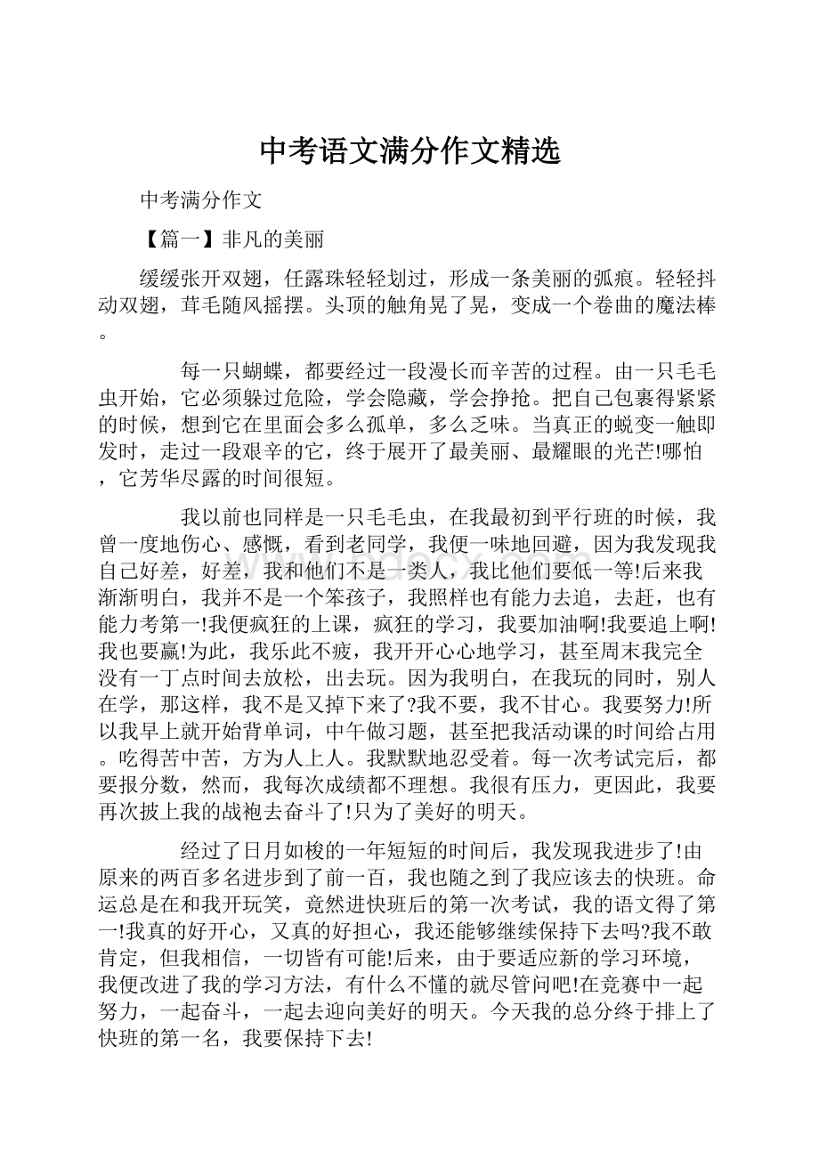 中考语文满分作文精选.docx_第1页