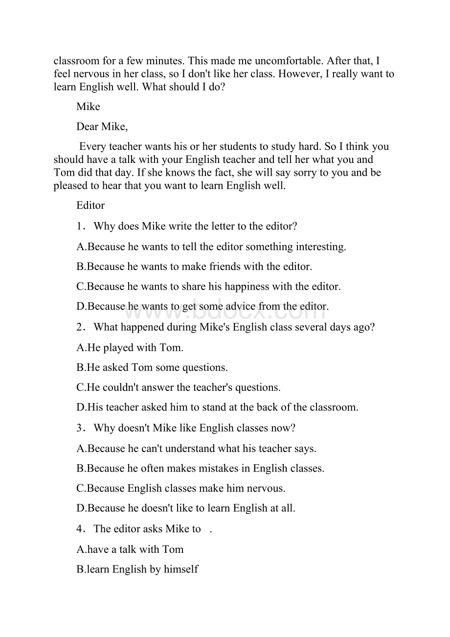 小升初英语阅读理解专项练习 10篇含答案.docx_第3页