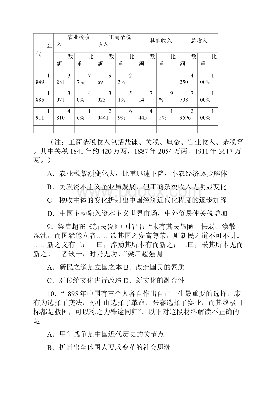 内蒙古阿拉善盟第一中学学年高二下学期期末考试历史试题 Word版含答案.docx_第3页