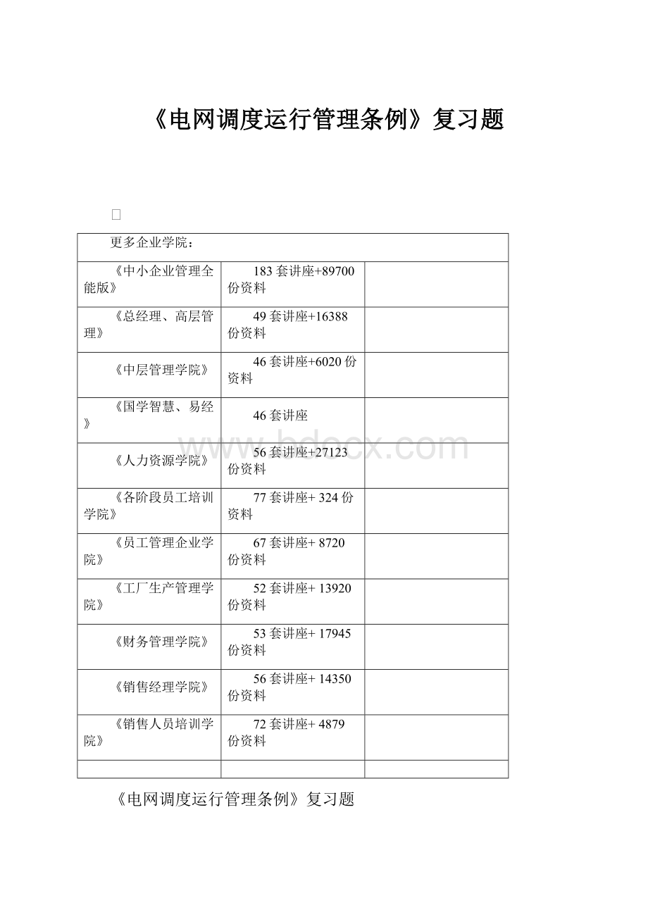 《电网调度运行管理条例》复习题.docx