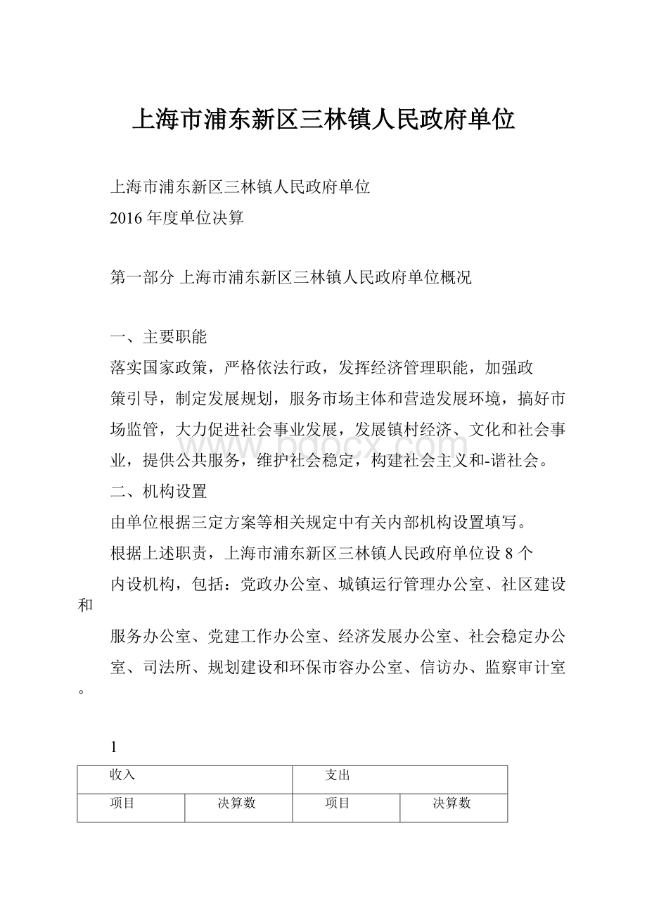 上海市浦东新区三林镇人民政府单位.docx_第1页