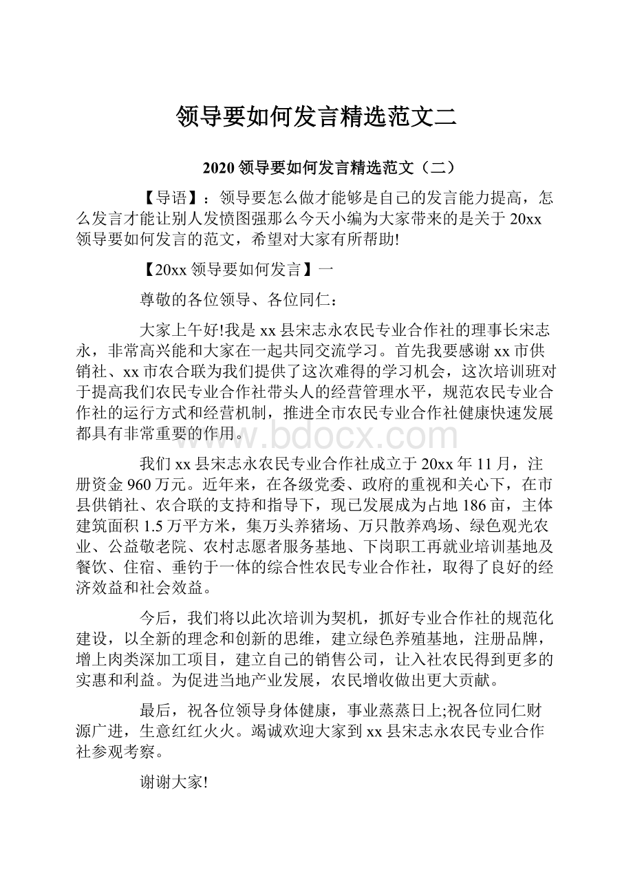 领导要如何发言精选范文二.docx_第1页