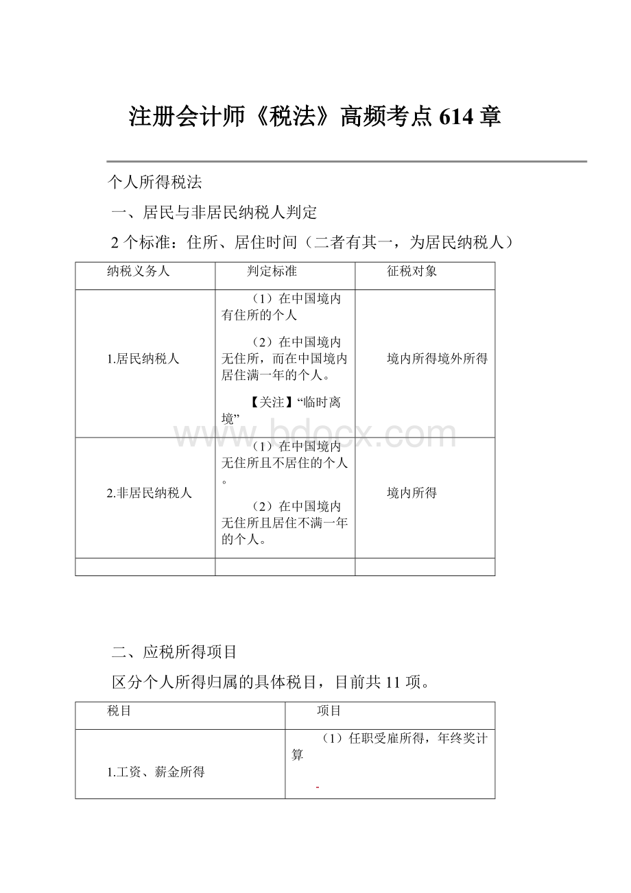 注册会计师《税法》高频考点614章.docx_第1页