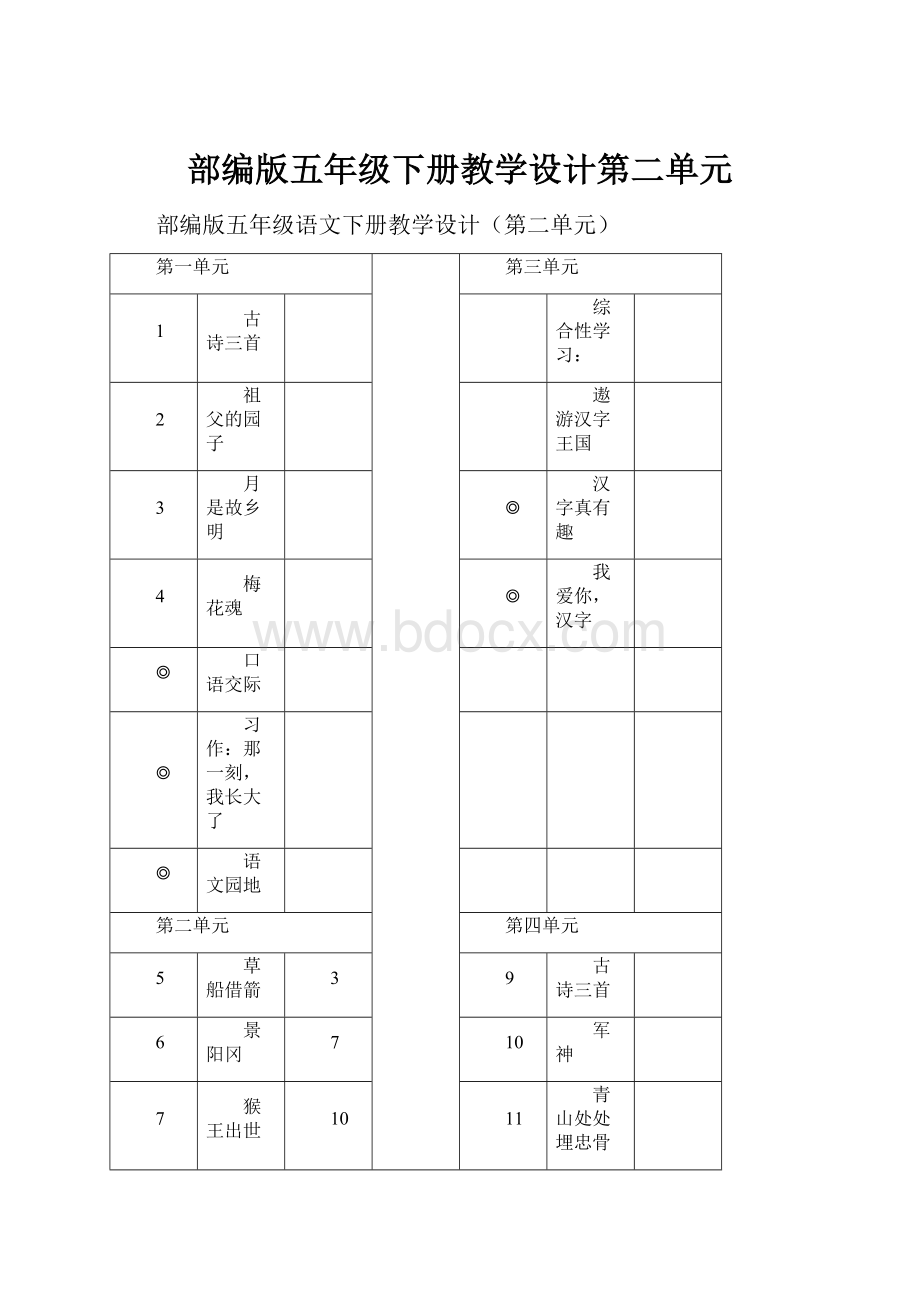 部编版五年级下册教学设计第二单元.docx