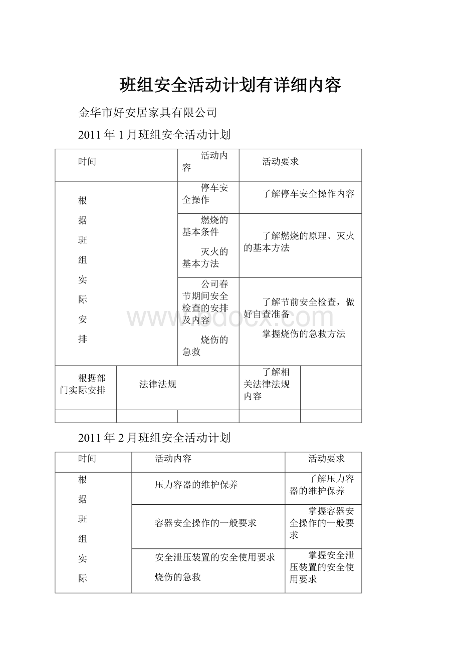 班组安全活动计划有详细内容.docx