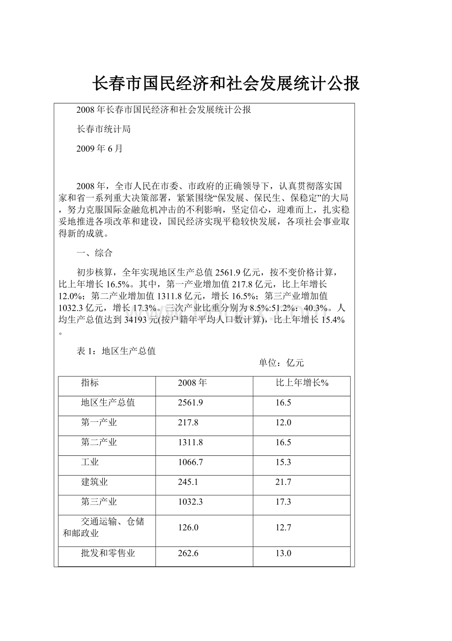 长春市国民经济和社会发展统计公报.docx_第1页