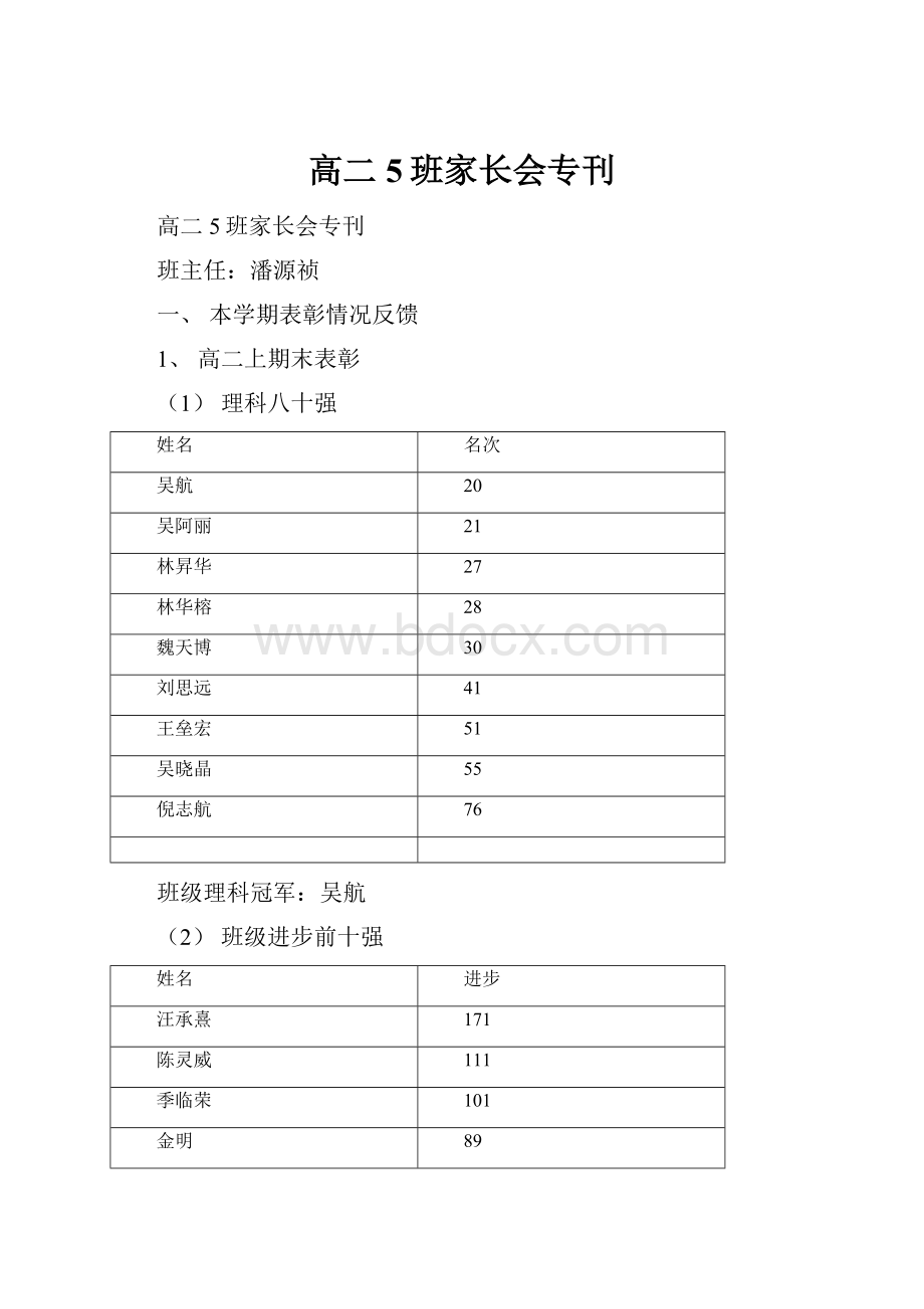 高二5班家长会专刊.docx_第1页