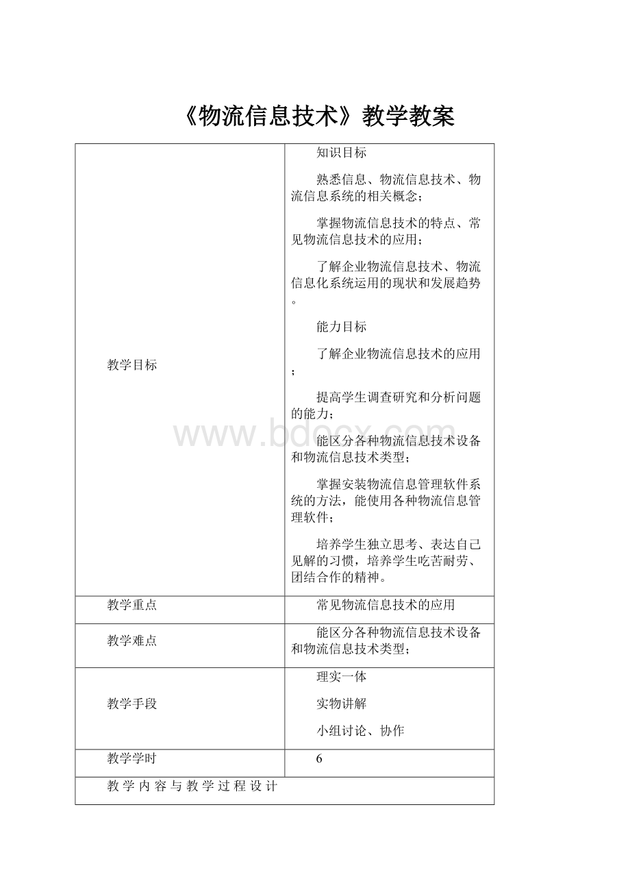 《物流信息技术》教学教案.docx_第1页