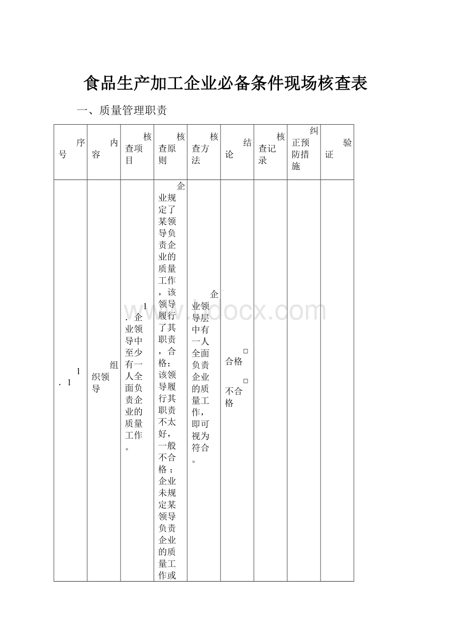 食品生产加工企业必备条件现场核查表.docx