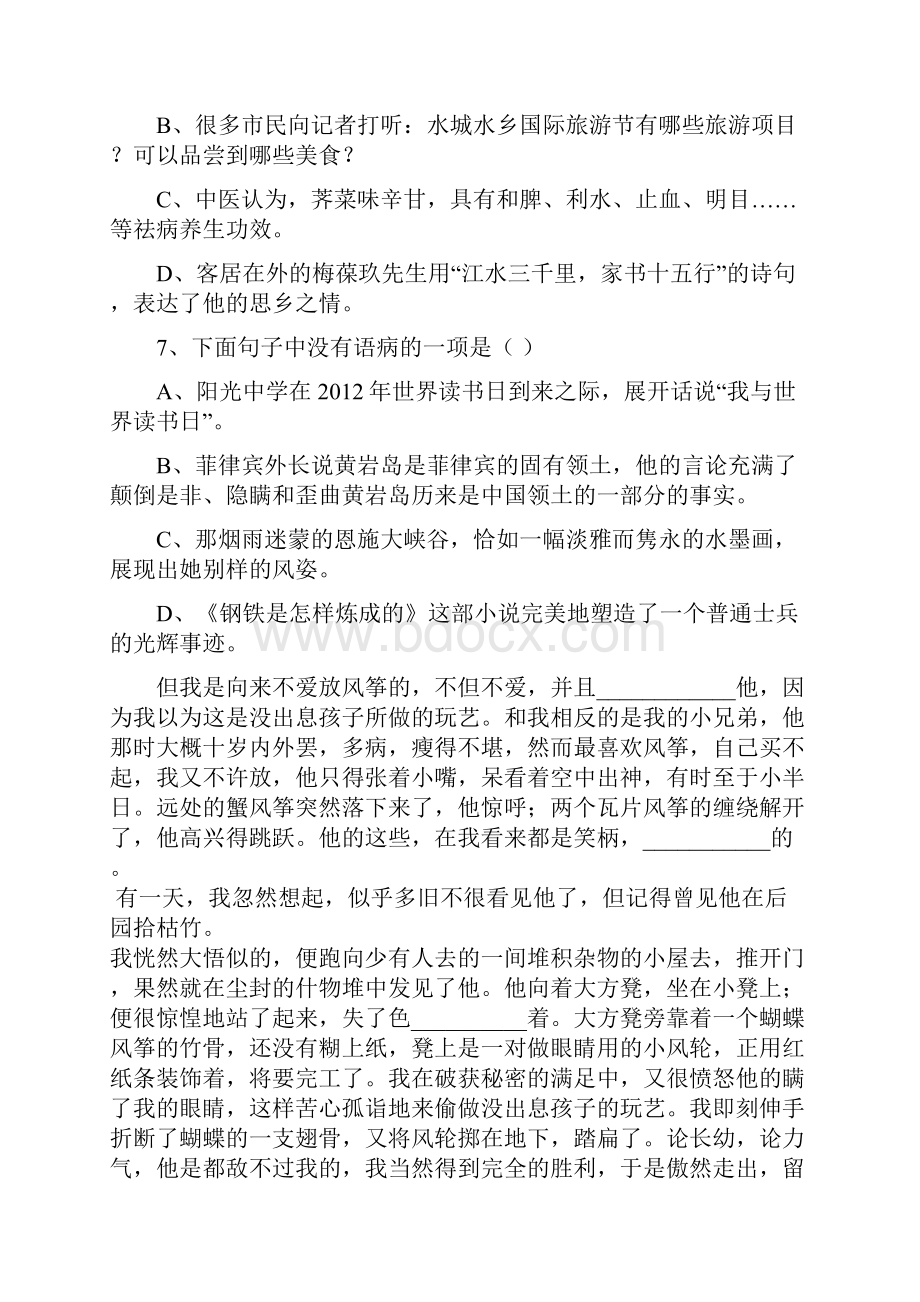 中考专题 初中语文 模拟试题.docx_第3页