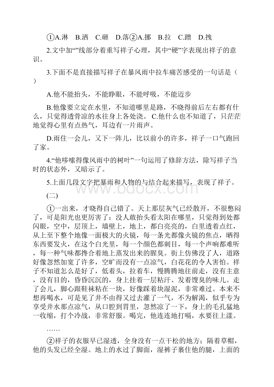 九年级在烈日和暴雨下练习题及答案.docx_第2页